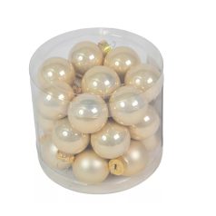 Karácsonyi üveggömb - Krém - 2,5 cm - 24 db/csomag 
