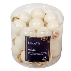 Karácsonyi üveggömb - Fehér - 2,5 cm - 24 db /csomg