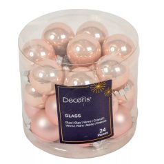   Karácsonyi üveggömb - Rózsaszín  - 2,5 cm - 24 db/csomag
