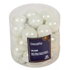   Karácsonyi üveggömb - Fehér téli - 2,5 cm - 24 db/csomag