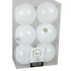   Fehér karácsonyi gömbök - Téli fehér - 10 cm - 6 db/csomag