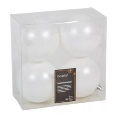   Fehér karácsonyi gömbök -Téli fehér - 10 cm - 4 db/csomag 