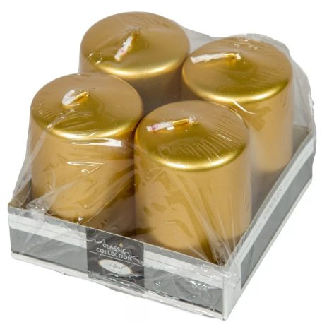  Adventi gyertya - Metál arany - 8x5 cm - 4 db/csomag