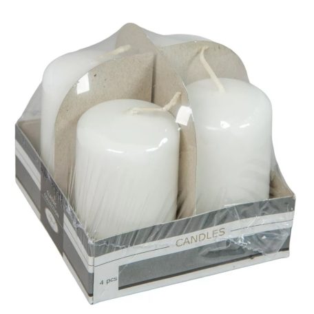 Lakkozott adventi gyertya - Fehér - 7x4 cm - 4 db/csomag