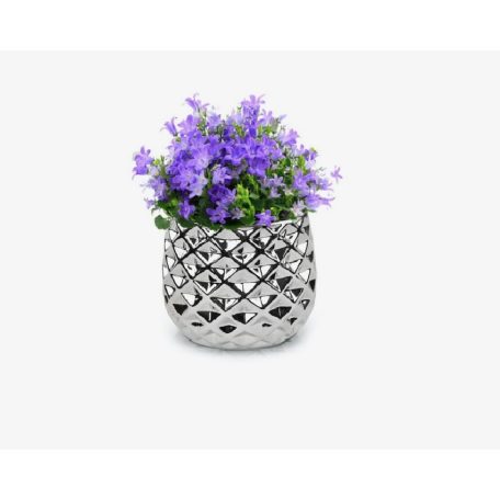 Kerámia kaspó Moon - Ezüst - 16x13 cm - Raktáron