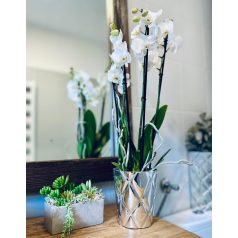 Kerámia kaspó - Glamour - Ezüst - 14x15 cm