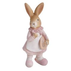 Nyuszi figura rózsaszin kalappal - 14,5 cm - Raktáron
