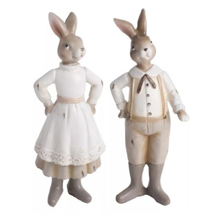 Nyuszi figurák - fehér-bézs - 16 cm - Raktáron