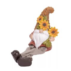Lógólábú manó figura napraforgóval - 9 cm