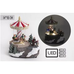 Karácsonyi körhinta havas táj - 16x14 cm