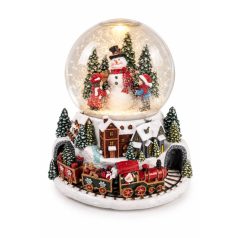  Karácsonyi hógömb - LED-es+zenélő - Hóember +gyerekek - 23 cm
