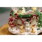 Zenélő hógömb - Maci fenyőfával - 14 cm