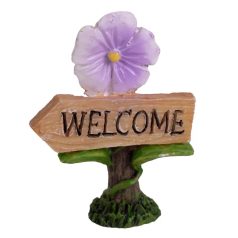  Tündérkert-Lila virágos Welcome tábla - 6,8x5 cm - Raktáron