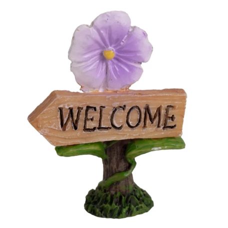 Tündérkert-Lila virágos Welcome tábla - 6,8x5 cm - Raktáron