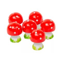 Gomba piros pöttyös - 2  cm - 6 db/csomag