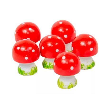 Gomba piros pöttyös - 2  cm - 6 db/csomag