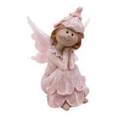  Tündér figura virágos ruhában - Rózsaszin - 8,7 cm
