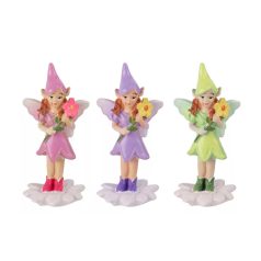 Tündér figura virággal - 3 féle - 8,3 cm 