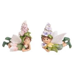 Fekvő tündér virágos sapkában - Zöld - 