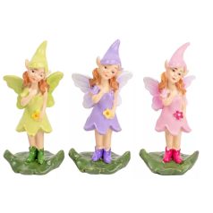Tündér figura virággal - 3 féle - 7,8 cm 