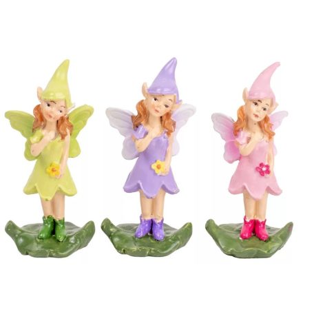 Tündér figura virággal - 3 féle - 7,8 cm - Raktáron