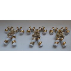   Karácsonyi dekoráció - Nyalóka - Arany-fehér - 3 cm - 6 db/csomag