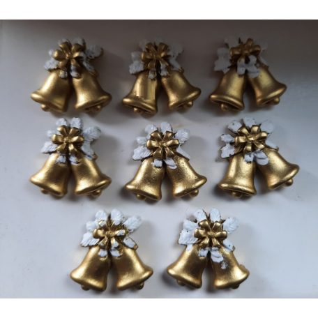 Karácsonyi dekoráció - Harang - Arany-fehér - 2,5 cm - 8 db/csomag