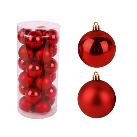 Karácsonyi gömb - Piros - 3 cm - 24 db/csomag