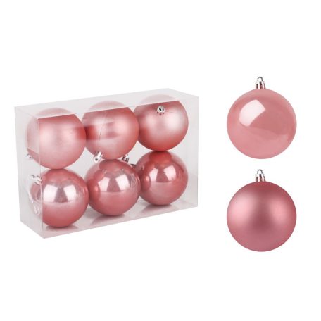 Karácsonyi gömb - Rózsaszín - 8 cm - 6 db/csomag