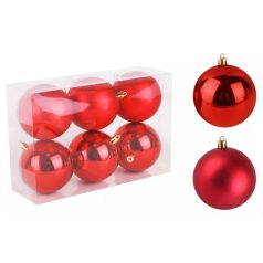  Karácsonyi gömb - Piros - 8 cm - 6 db/csomag