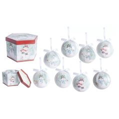   Karácsonyi gömbök diszdobozban - Hóember - 14 db-os szett