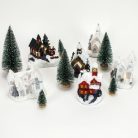 Fehér-ezüst világítós házikó kicsi  -10 cm