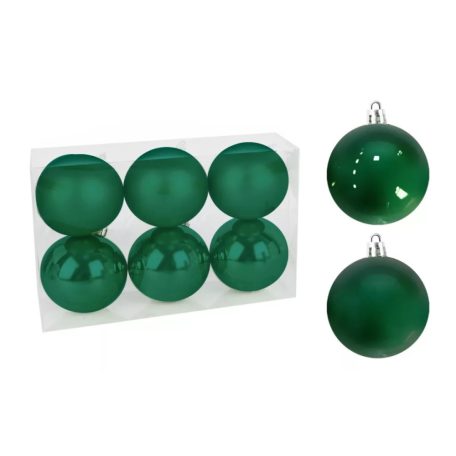 Üveg karácsonyi gömb - Zöld - 7 cm - 6 db/csomag 