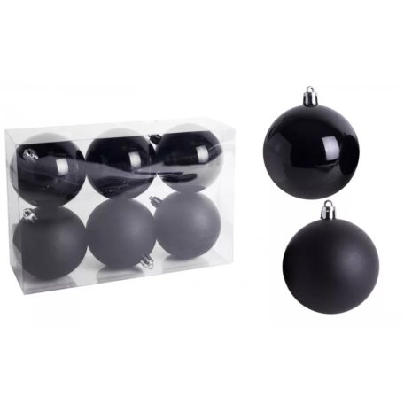 Karácsonyi gömb - Fekete - 7 cm - 6 db/csomag 