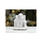 Fehér-ezüstvilágítós házikó - 7x9x9 cm  