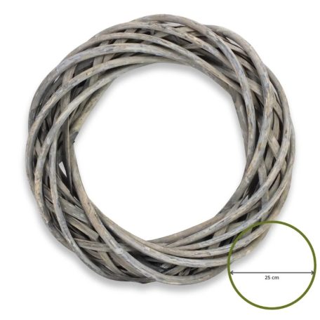 Vessző koszorú - Szürke - 15 cm, 20 cm, 25 cm