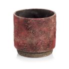 Kerámia kaspó - Rustic- Piros - 14x13 cm