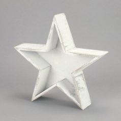  Fa csillag tál mosott fehér - 22x23x5 cm  	