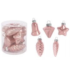 Karácsonyi üvegdisz - Rosegold - 4-5,5 cm - 10 db/csomag