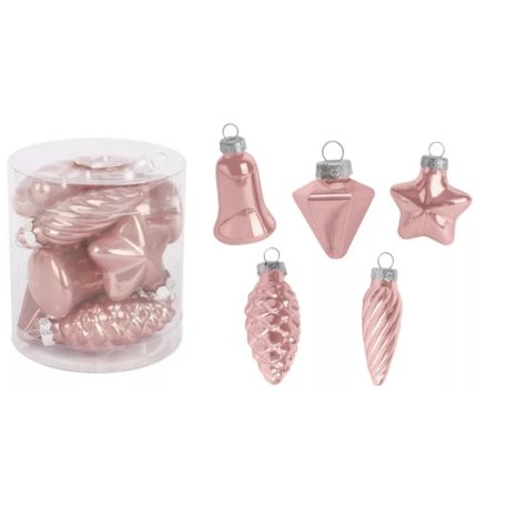 Karácsonyi üvegdisz - Rosegold - 4-5,5 cm - 10 db/csomag
