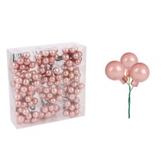   Üveg karácsonyfadísz pick - 1,5 cm - 12 db/csokor - Rosegold