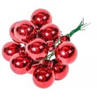 Üveg karácsonyfadísz pick - Élénkpiros - 2 cm - 12 db/csokor 