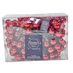   Üveg karácsonyfadísz pick - Élénkpiros - 2 cm - 12 db/csokor 