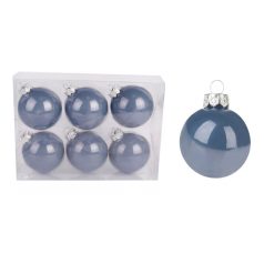 Üveg karácsonyi gömb - Vintage kék - 7 cm - 6 db/csomag 