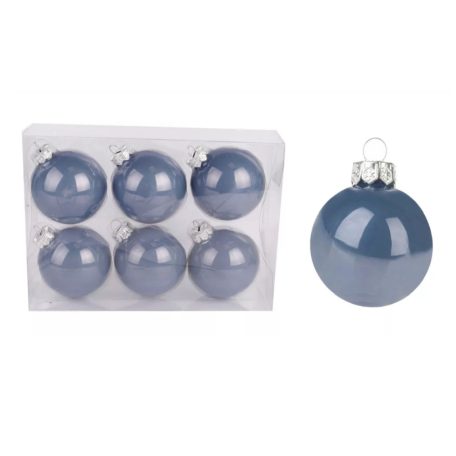 Üveg karácsonyi gömb - Vintage kék - 7 cm - 6 db/csomag 