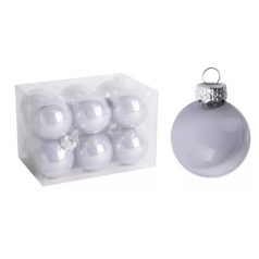 Üveg karácsonyi gömb - Ezüst - 6 cm - 12 db/csomag  