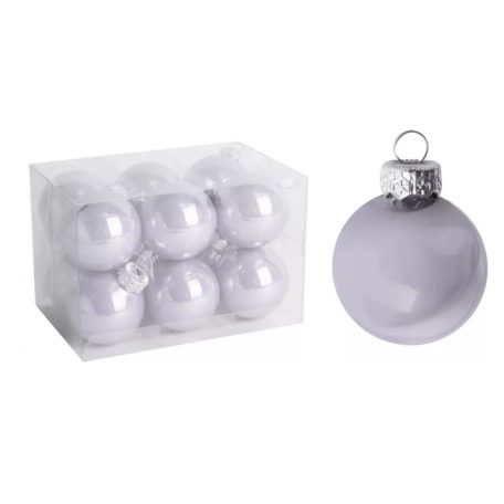 Üveg karácsonyi gömb - Ezüst - 6 cm - 12 db/csomag  