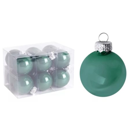 Üveg karácsonyi gömb - Zöld - 4 cm - 12 db/csomag  