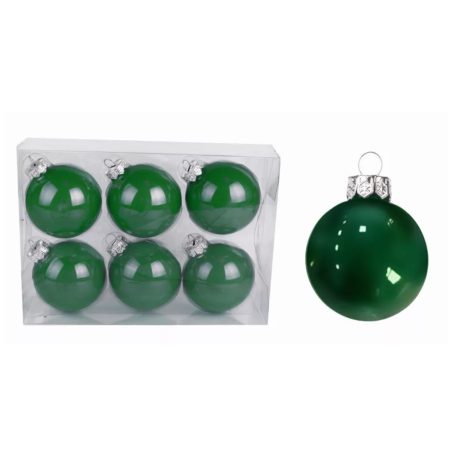 Üveg karácsonyi gömb - Sötétzöld - 7 cm - 6 db/csomag