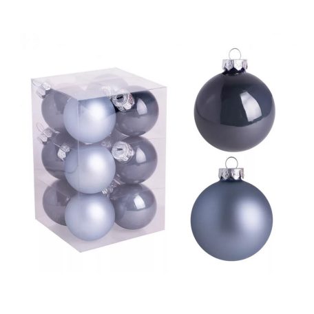 Üveg karácsonyi gömb - Kék - 6 cm - 12 db/csomag 